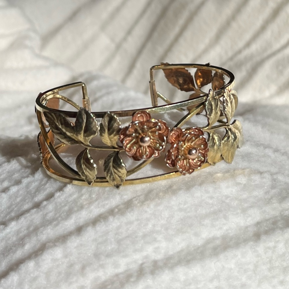 Krementz Vintage bracelet in 14kt gold overlay & rose goldtone. - Picture 11 of 13